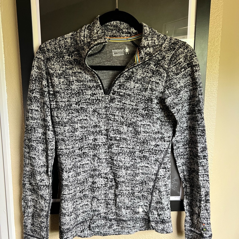 Smartwool Women’s Quarter-Zip Marled Sweater - Black & White